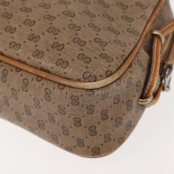 GUCCI Micro GG Supreme Shoulder Bag PVC Beige Gold